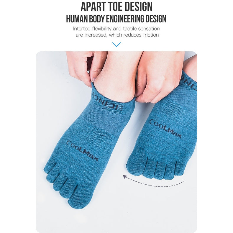 AONIJIE Low Cut Cool Max Toe Socks [Black] - SMALL