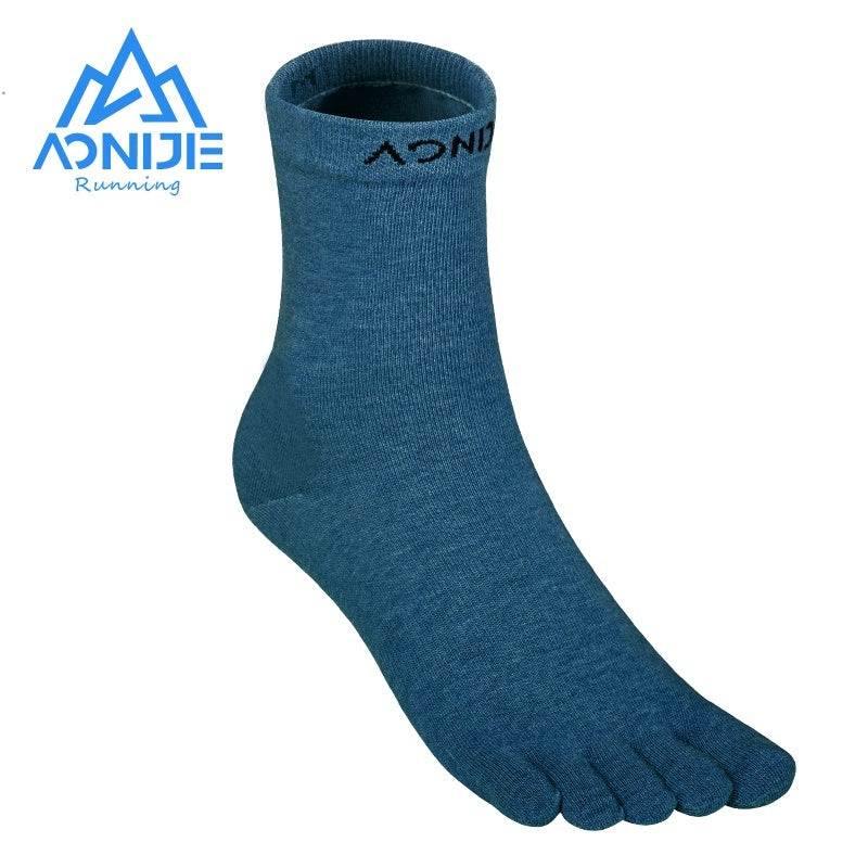 AONIJIE Mid Calf Toe Socks [Blue] - LARGE