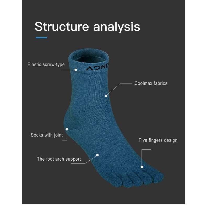 AONIJIE Mid Calf Toe Socks [Black] - SMALL