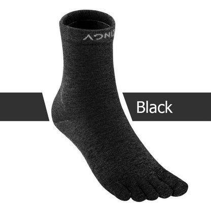 AONIJIE Mid Calf Toe Socks [Black] - MEDIUM