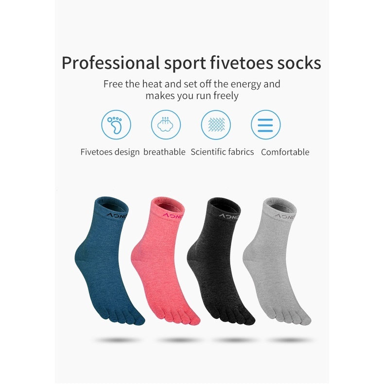 AONIJIE Mid Calf Toe Socks [Black] - SMALL