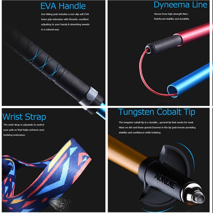 AONIJIE 130cm Carbon Fiber Hiking Pole (Rainbow) - [2 PCS]