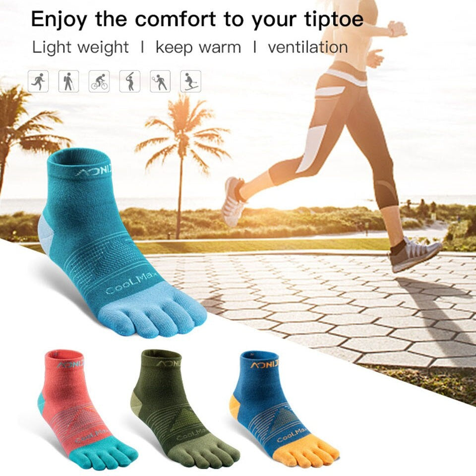 AONIJIE Cool Max Toe Socks [Green] - MEDIUM