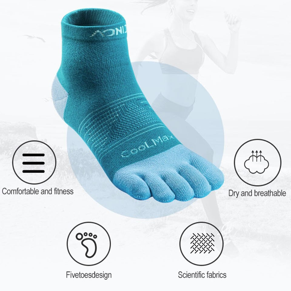 AONIJIE Cool Max Toe Socks [Dark Gray]- MEDIUM