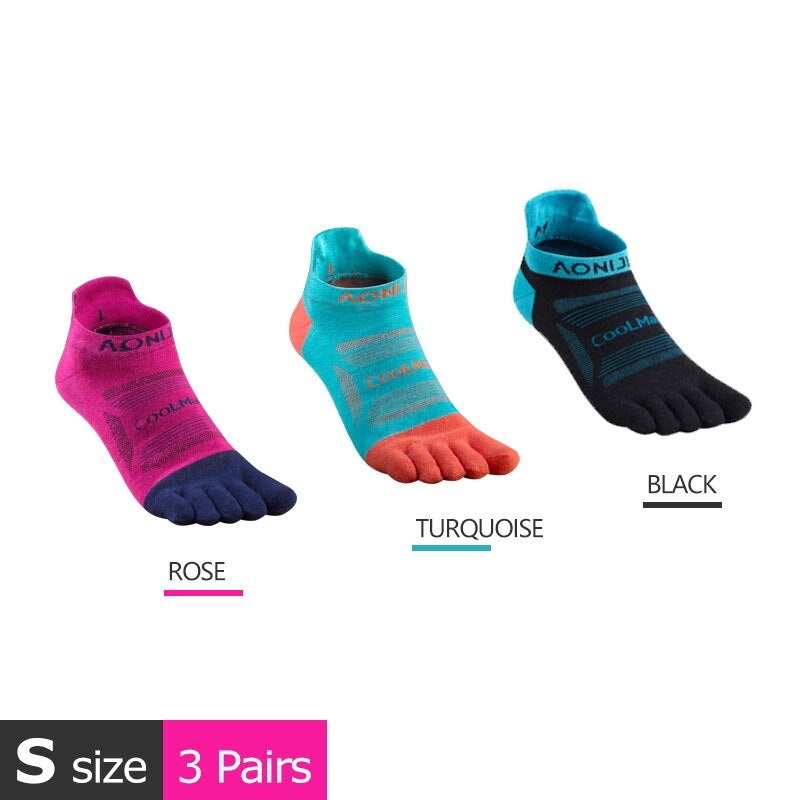 AONIJIE LOW CUT Cool Max Toe Socks [3 pairs] - SMALL