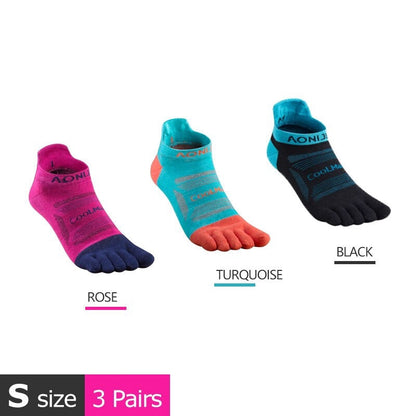 AONIJIE LOW CUT Cool Max Toe Socks [3 pairs] - SMALL