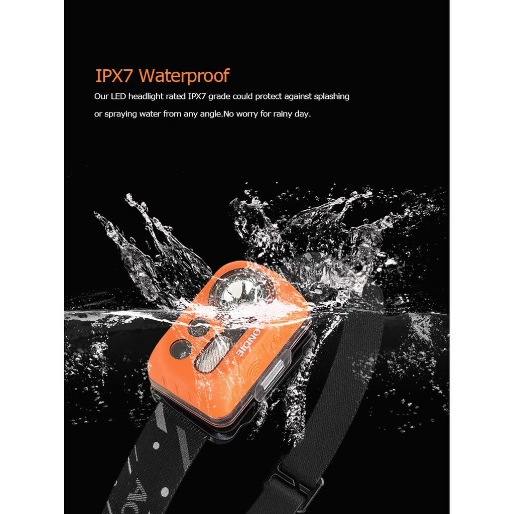 AONIJIE LED Headlamp [Battery Operated] - ORANGE