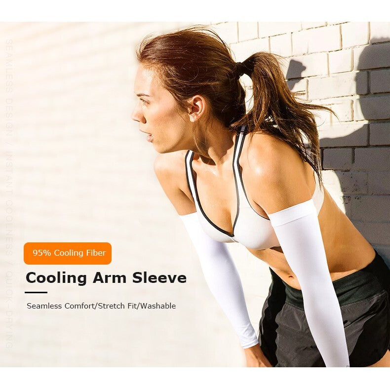 AONIJIE Cooling Arm Sleeves [White] - WITH THUMB HOLE