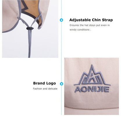 AONIJIE Visor Neck Cover Hat - WHITE