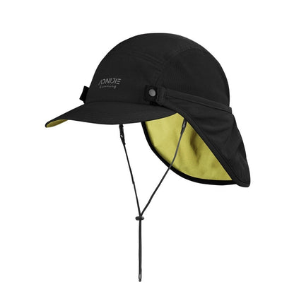 AONIJIE Sun Protection Cap with Detachable Neck Flap Cover - BLACK