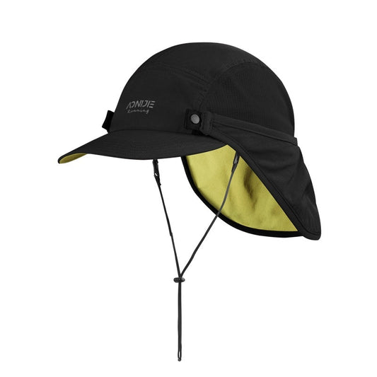 AONIJIE Sun Protection Cap with Detachable Neck Flap Cover - BLACK