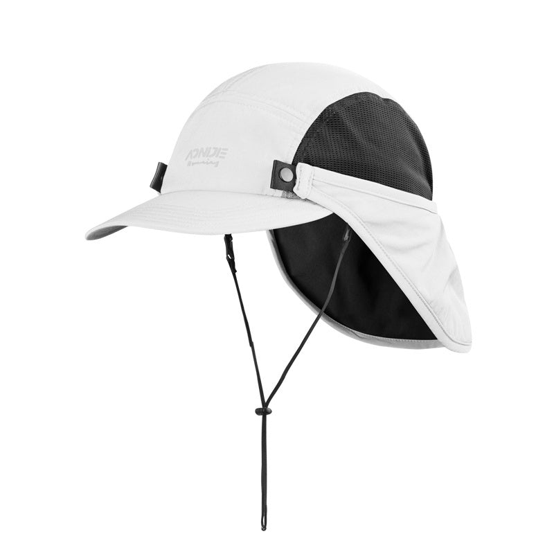 AONIJIE Sun Protection Cap with Detachable Neck Flap Cover - WHITE