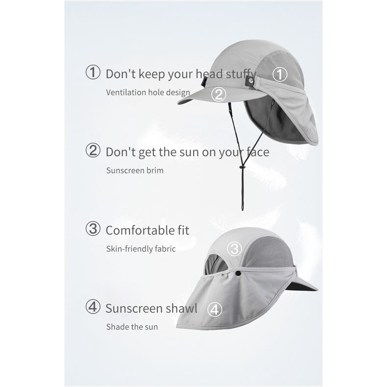 AONIJIE Sun Protection Cap with Detachable Neck Flap Cover - KHAKI