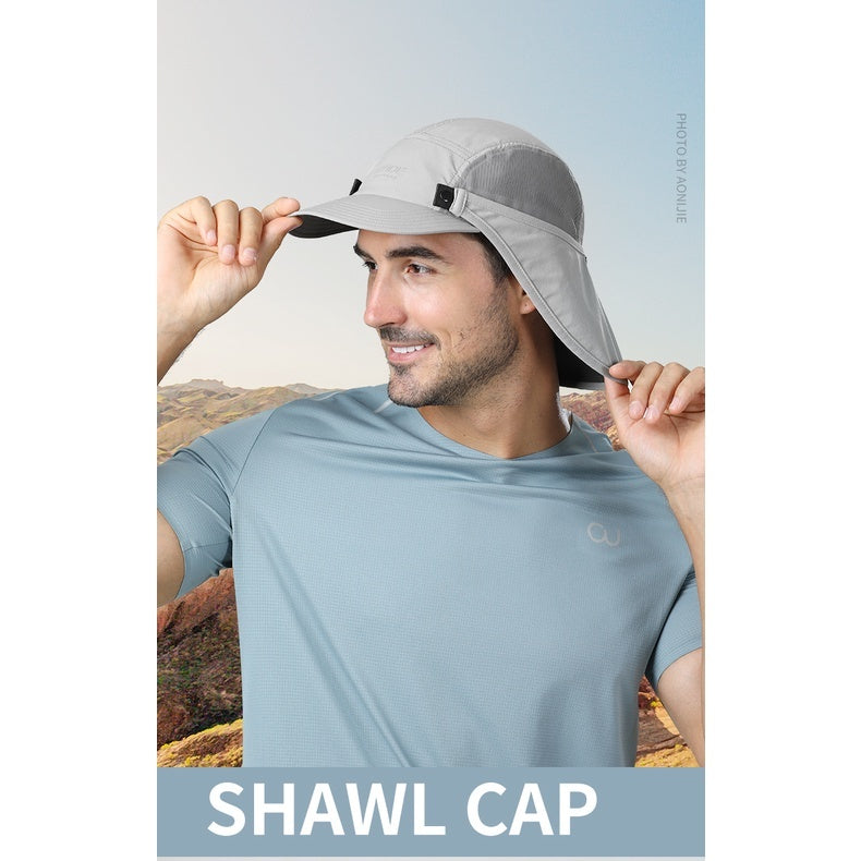 AONIJIE Sun Protection Cap with Detachable Neck Flap Cover - WHITE
