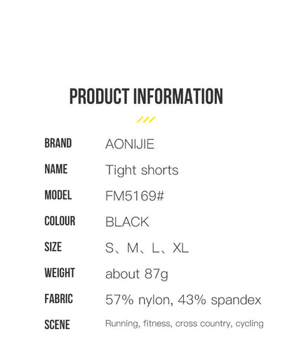 AONIJIE Men's Quick Drying Compression Running Shorts [Black] -SMALL
