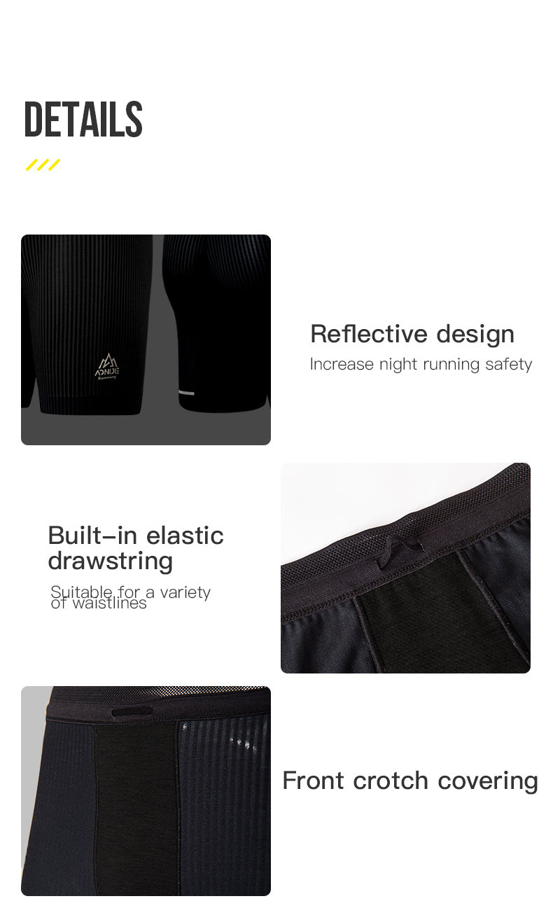 AONIJIE Men's Quick Drying Compression Running Shorts [Black] -SMALL