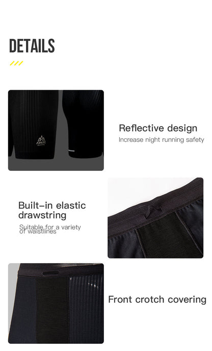 AONIJIE Men's Quick Drying Compression Running Shorts [Black] -SMALL