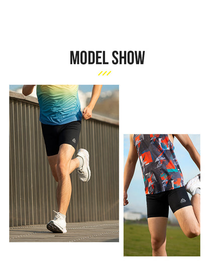 AONIJIE Men's Quick Drying Compression Running Shorts [Black] -SMALL