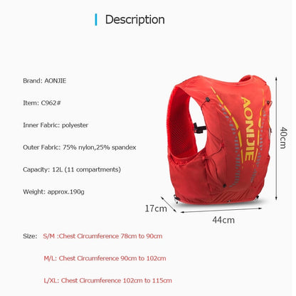 AONIJIE 12L Professional Hiking Hydration Backpack Running Vest [S/M] - BLUE