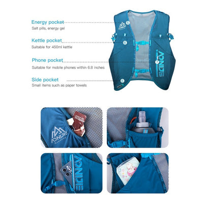 AONIJIE 12L Professional Hiking Hydration Backpack Running Vest [M/L] - BLUE