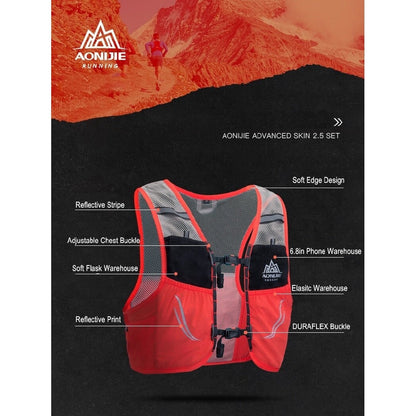 AONIJIE 2.5L Hydration Backpack Running Vest - L/XL ORANGE [Vest only]