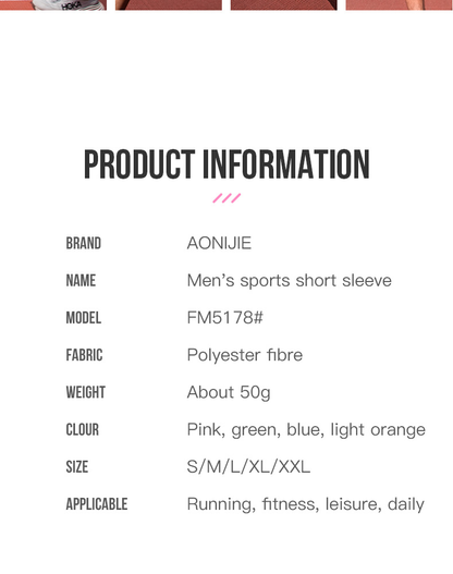 AONIJIE FM5178 Men Sports Shirts  [Pink] - SMALL