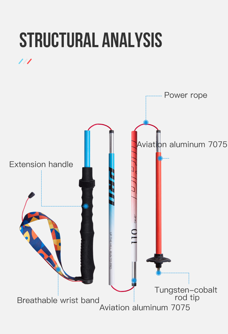 AONIJIE E4207 120cm Trekking pole [1 PC] - BLUE RED