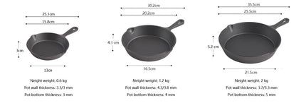 Happiness CAST IRON SET - 3 pans with 2 glass lids - Pre Seasoned