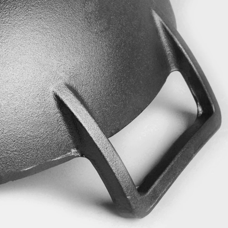 Happiness CAST IRON WOK 36cm x 10cm - Pre Seasoned Wok with Glass Lid