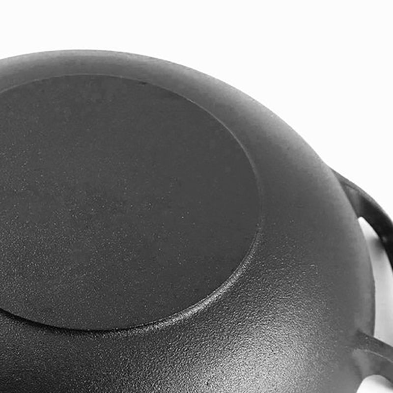 Happiness CAST IRON WOK 36cm x 10cm - Pre Seasoned Wok with Glass Lid