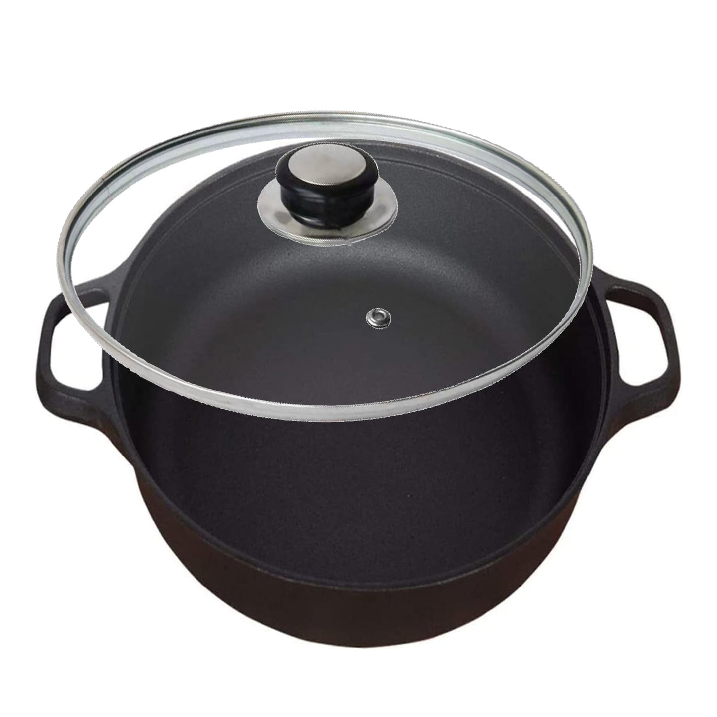 Happiness CAST IRON COOKING PAN 33cm x 9cm with glass lid