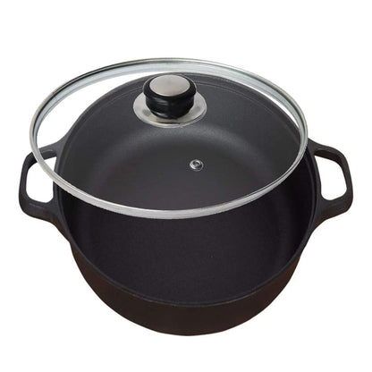 Happiness CAST IRON COOKING PAN 33cm x 9cm with glass lid