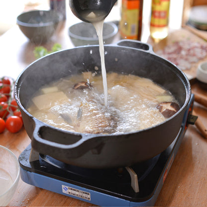 Happiness CAST IRON COOKING PAN 33cm x 9cm with glass lid
