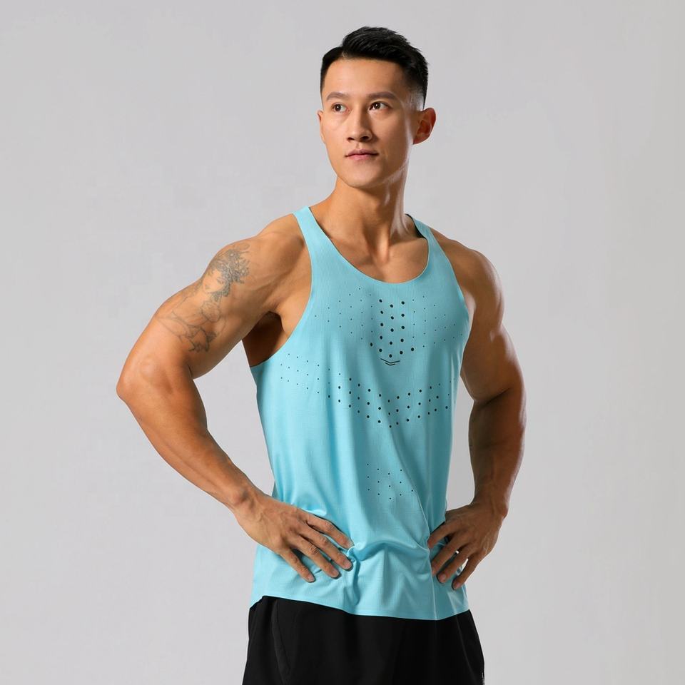 SPORTEX Ultra Light 50G Seamless Quick Dry Running Singlet [Unisex] - AQUA BLUE