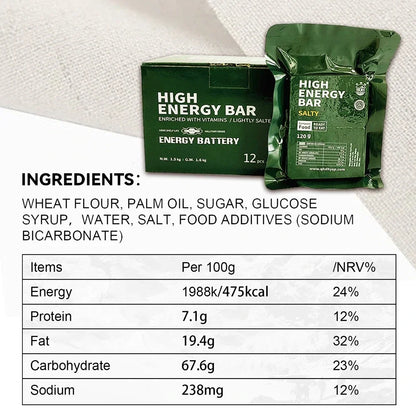 1 BOX - High Energy Bar 120g x 12pcs - Exp. Date April 2045 - SALTY