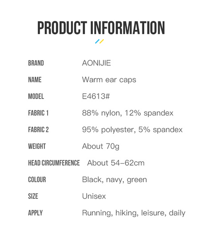 Aonijie OUTDOOR SPORTS WARM CAP E4613 for Men and Women - BLACK