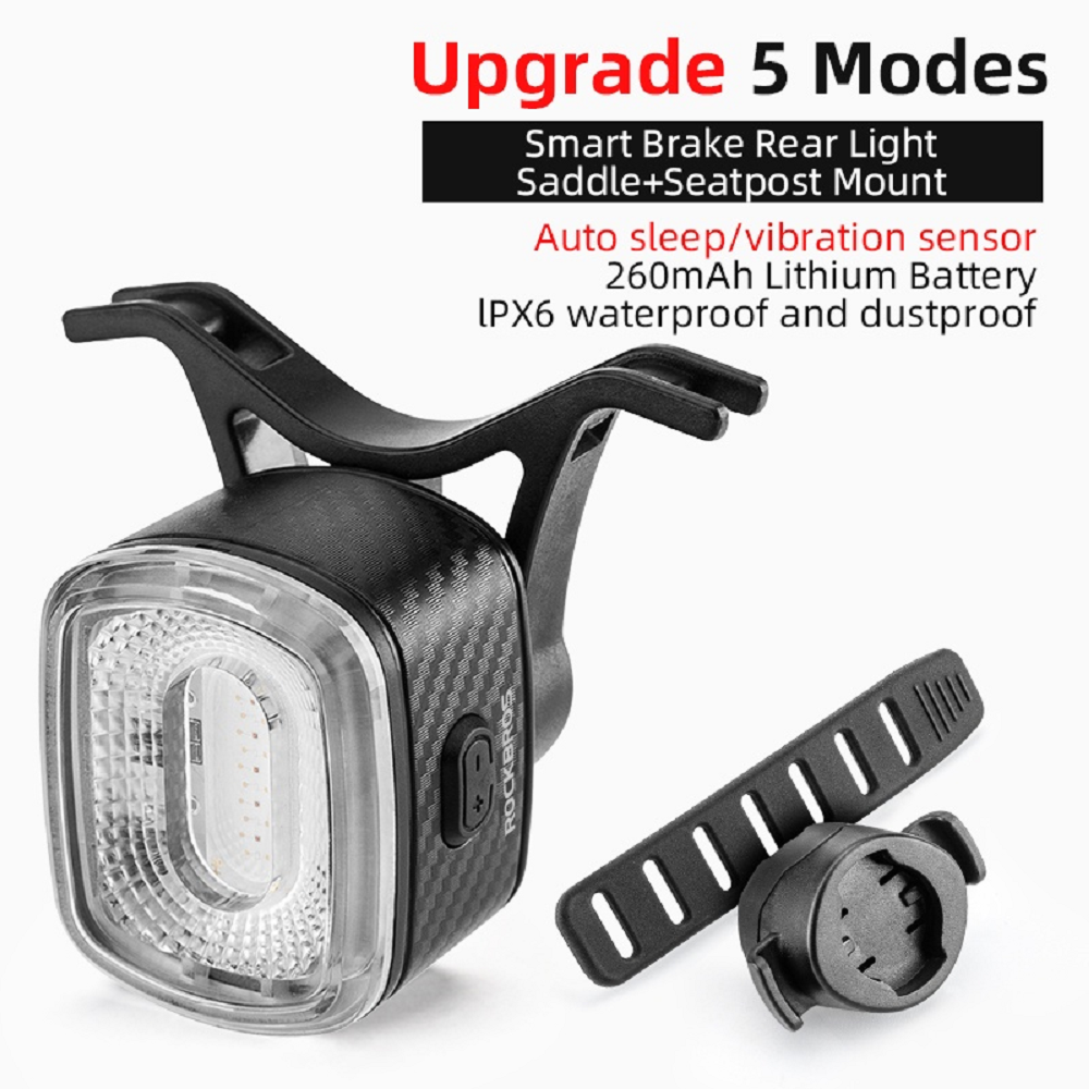 ROCKBROS 5 Light Modes BICYCLE SMART TAIL LED LIGHT  [Waterproof USB Rechargeable]