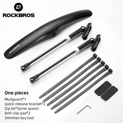 Rockbros Adjustable Front Or Rear FENDER Quick Release Mudguard - ONE PIECE