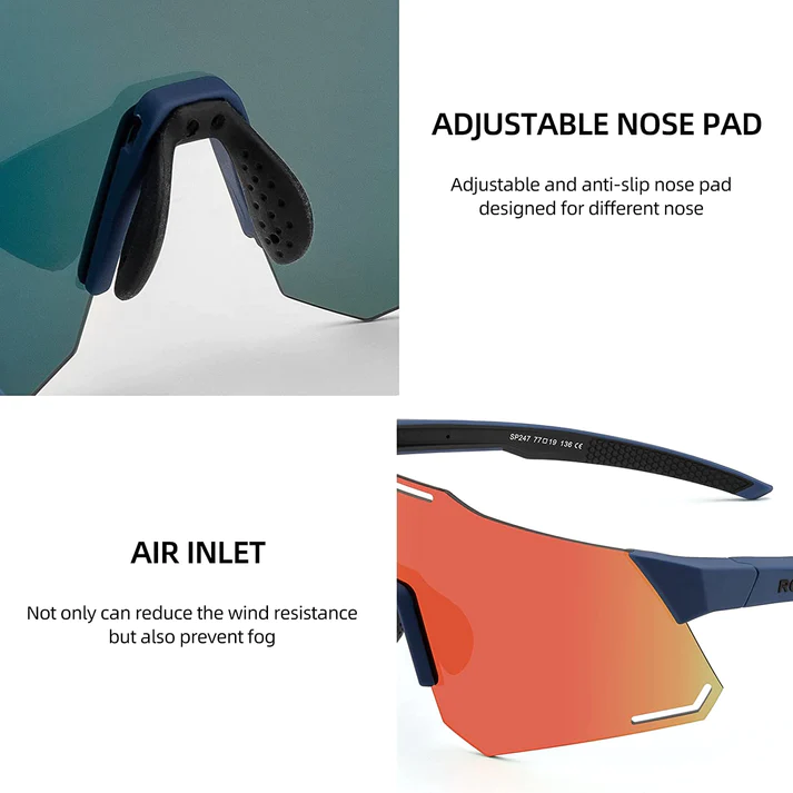 ROCKBROS SP247 Polarized Cycling Glasses TR90 Frames - BLUE