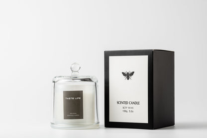 Soy Wax SCENTED CANDLE w/ Glass Cover | BAMBOO & GREEN TEA 150g