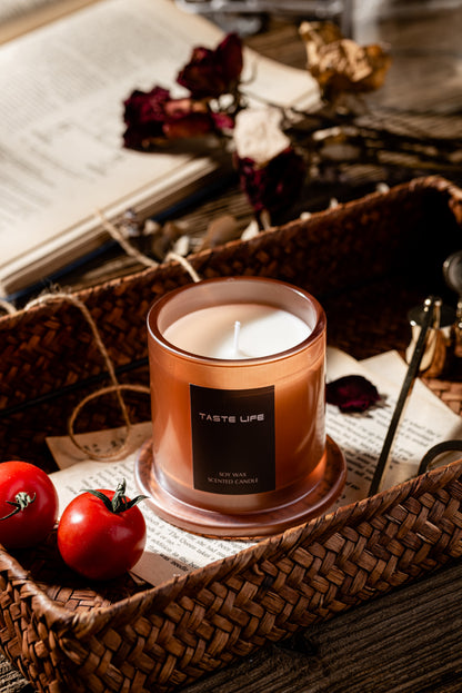Soy Wax SCENTED CANDLE w/ Glass Cover | WHITE TEA & GINGER 150g