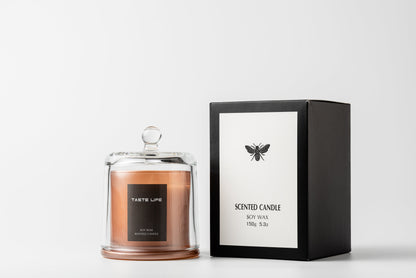 Soy Wax SCENTED CANDLE w/ Glass Cover | LAVENDER & EUCALYPTUS 150g