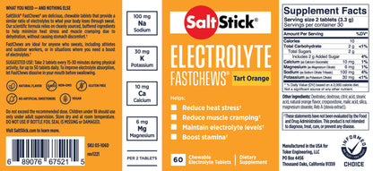 SaltStick Electrolyte Fastchews [Tart Orange] - Bottle 60CT