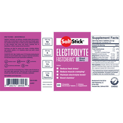 FastChews in Mixed Berry - Packet SaltStick Electrolyte 10tablets
