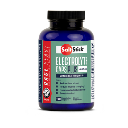 SaltStick Race Ready Electrolyte Caps Plus + Caffeine - Bottle 100ct - buffered electrolyte salts