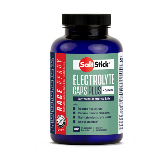 SaltStick Race Ready Electrolyte Caps Plus + Caffeine - Bottle 100ct - buffered electrolyte salts