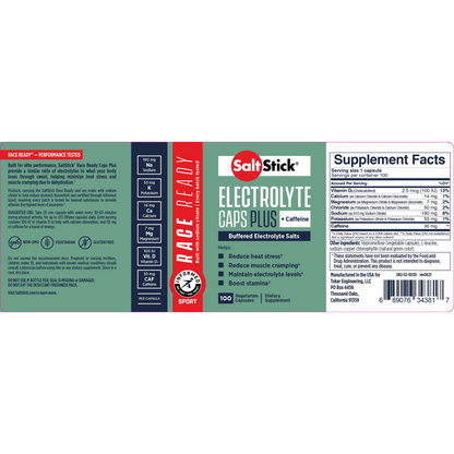 SALTSTICK- Race Ready (Electrolyte Caps Plus + Caffeine) - PACKET 4 Capsules