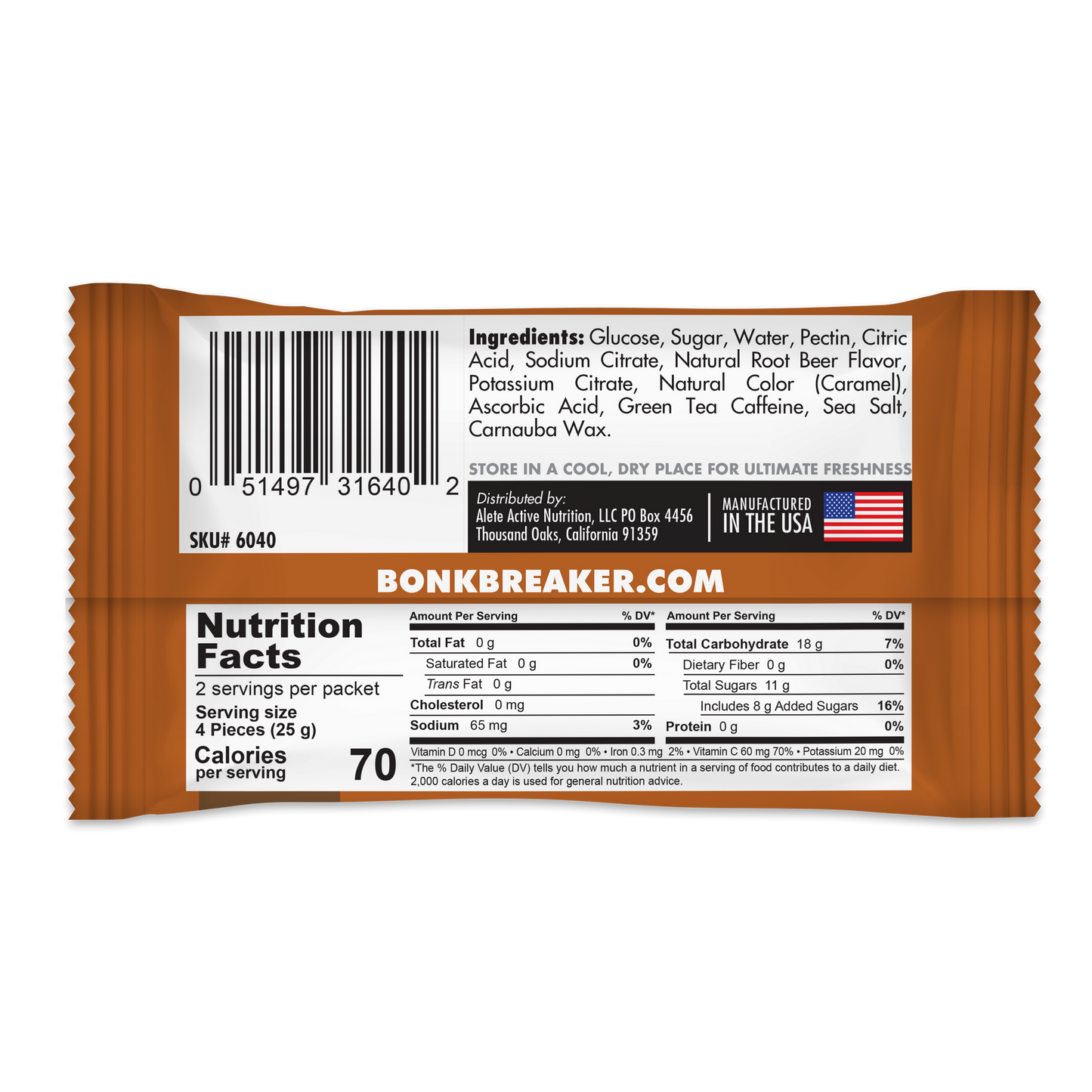 BonkBreaker Energy Chews [Root Beer w/ Caffeine] - 1 PACK