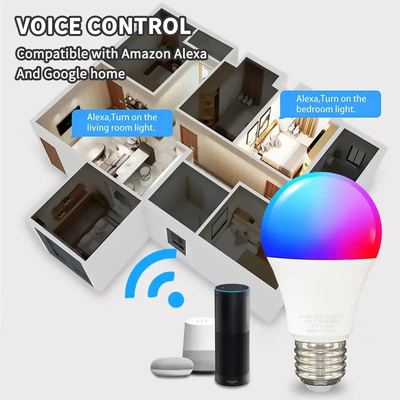 Tuya Zigbee 10W Smart Light Bulb E27 RGB LED Lamp Dimmable Timing with  Smart Life APP Voice Control for Google