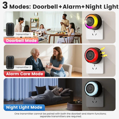 SMATRUL Wireless Door Bell [1 BUTTON - 2 RECEIVERS] - White